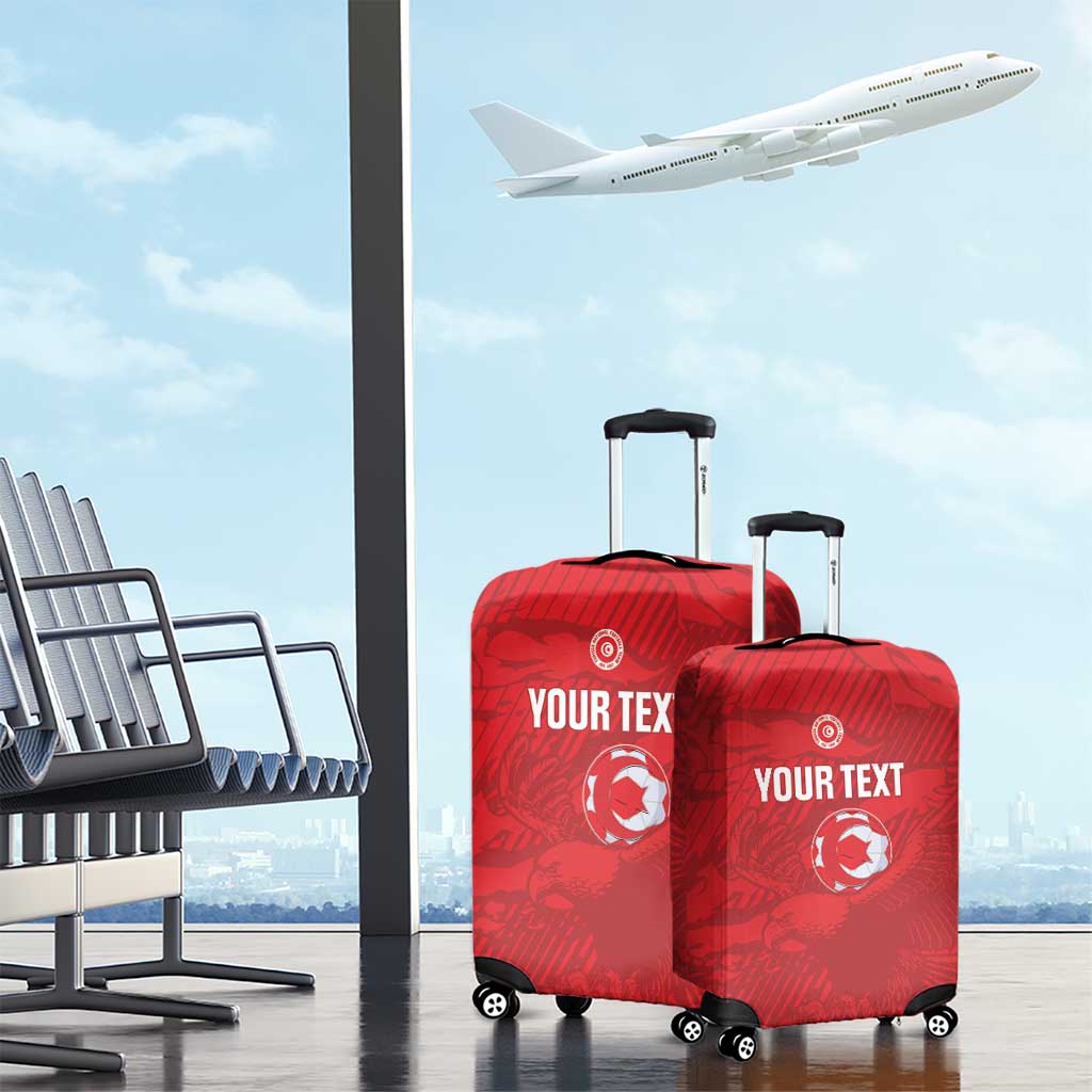 Custom Tunisia Football Luggage Cover 2026 Eagles of Carthage Red Grunge - Wonder Print Shop
