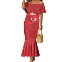 Custom Tunisia Football Mermaid Dress 2026 Eagles of Carthage Red Grunge LT14