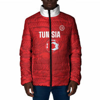 Custom Tunisia Football Padded Jacket 2026 Eagles of Carthage Red Grunge - Wonder Print Shop