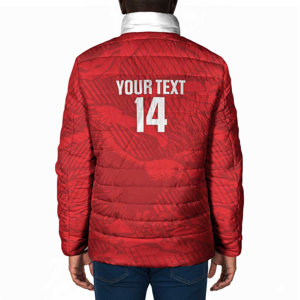 Custom Tunisia Football Padded Jacket 2026 Eagles of Carthage Red Grunge - Wonder Print Shop