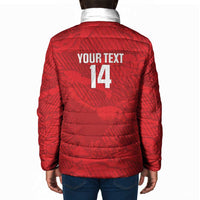 Custom Tunisia Football Padded Jacket 2026 Eagles of Carthage Red Grunge - Wonder Print Shop
