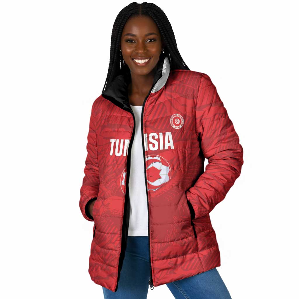 Custom Tunisia Football Padded Jacket 2026 Eagles of Carthage Red Grunge - Wonder Print Shop