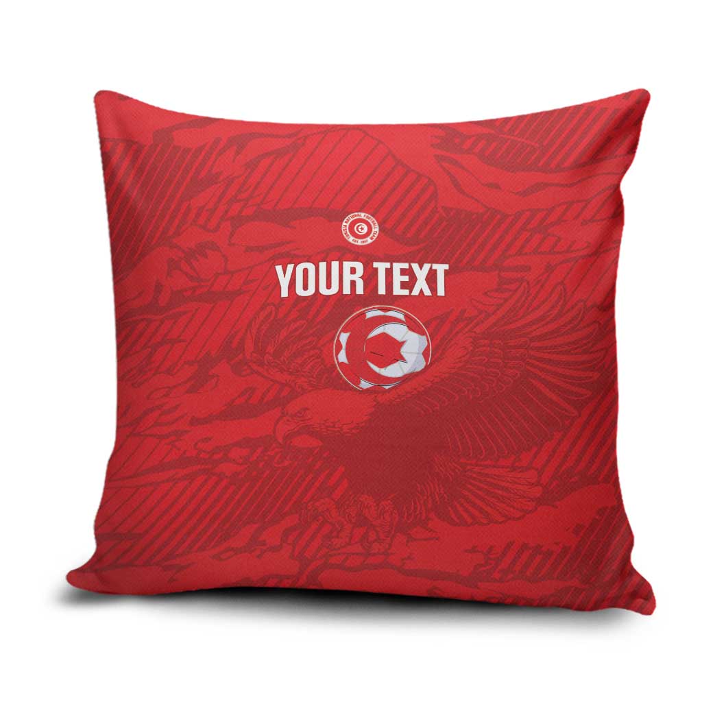 Custom Tunisia Football Pillow Cover 2026 Eagles of Carthage Red Grunge - Wonder Print Shop
