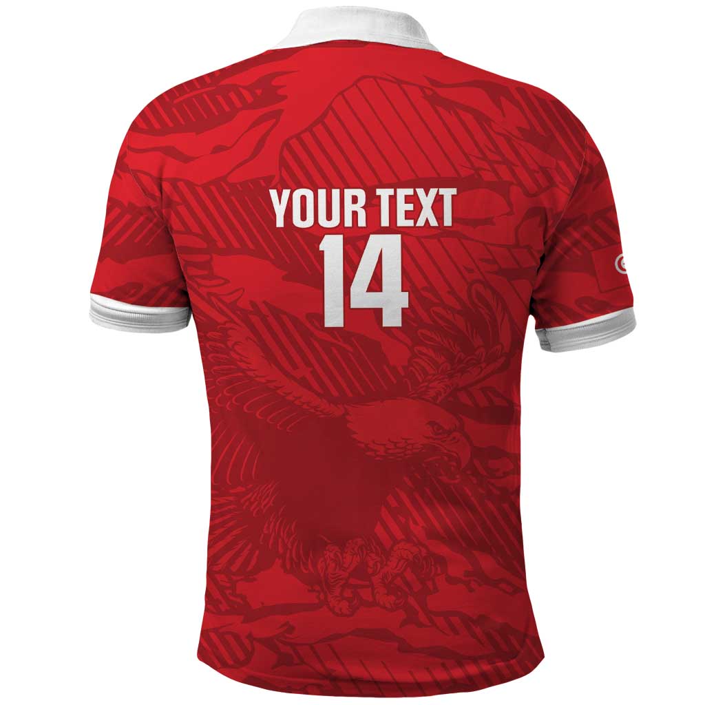 Custom Tunisia Football Polo Shirt 2026 Eagles of Carthage Red Grunge LT14