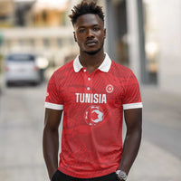 Custom Tunisia Football Polo Shirt 2026 Eagles of Carthage Red Grunge LT14