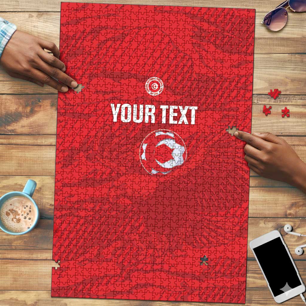 Custom Tunisia Football Puzzle 2026 Eagles of Carthage Red Grunge - Wonder Print Shop