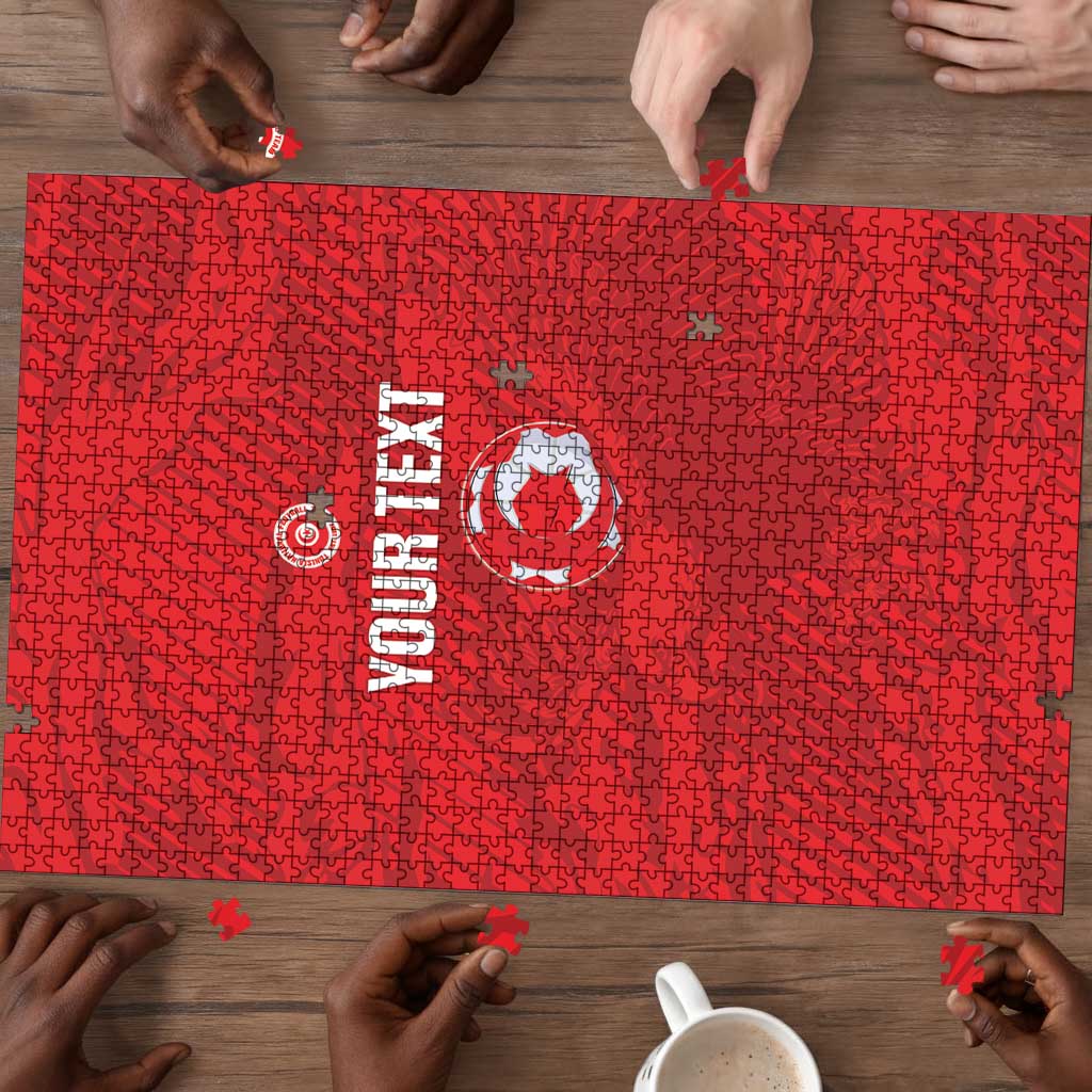 Custom Tunisia Football Puzzle 2026 Eagles of Carthage Red Grunge - Wonder Print Shop