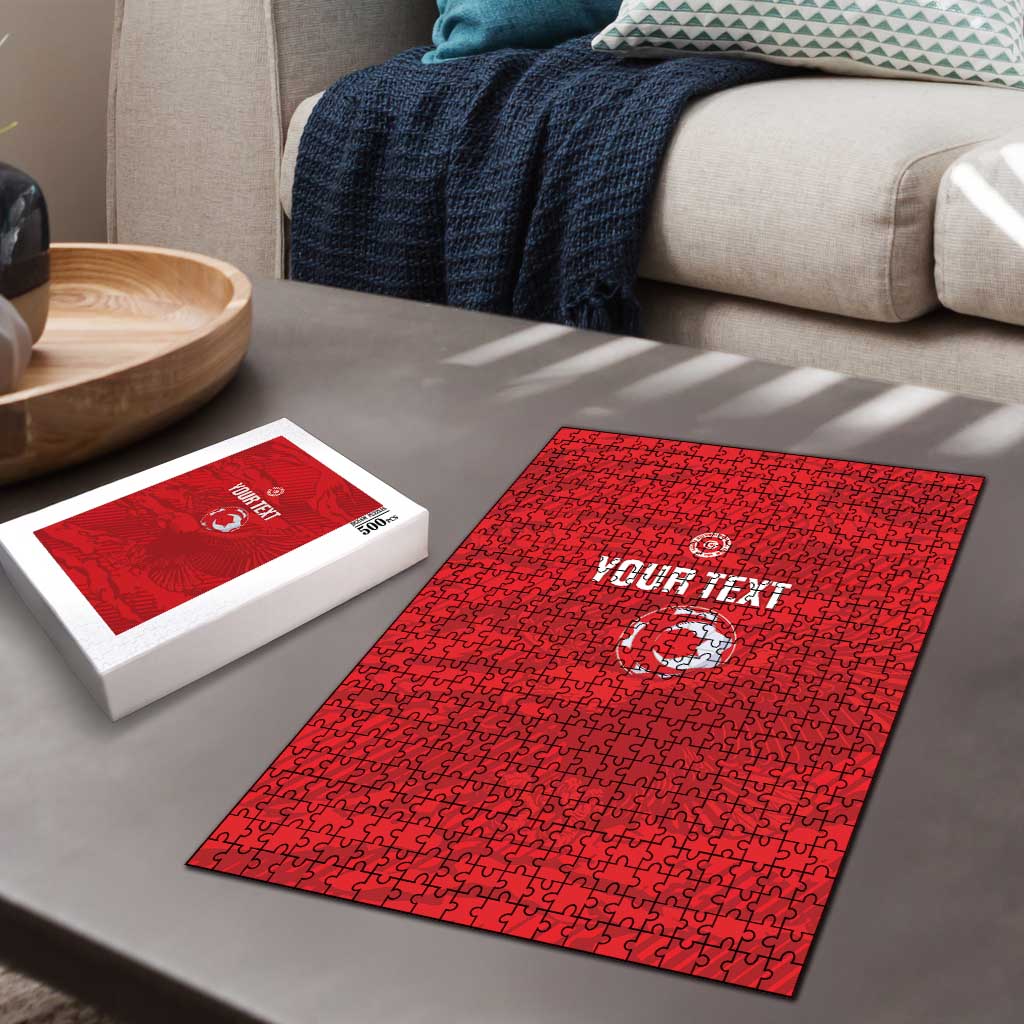 Custom Tunisia Football Puzzle 2026 Eagles of Carthage Red Grunge - Wonder Print Shop