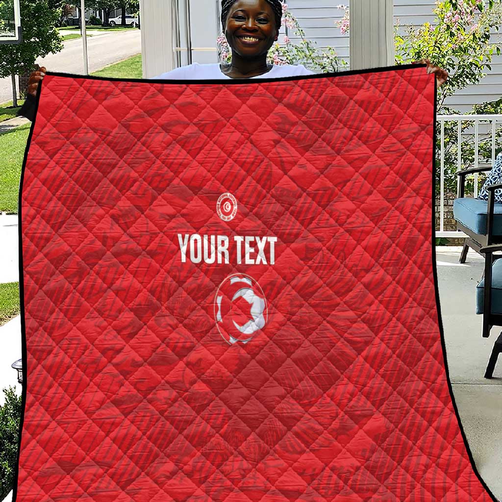 Custom Tunisia Football Quilt 2026 Eagles of Carthage Red Grunge - Wonder Print Shop
