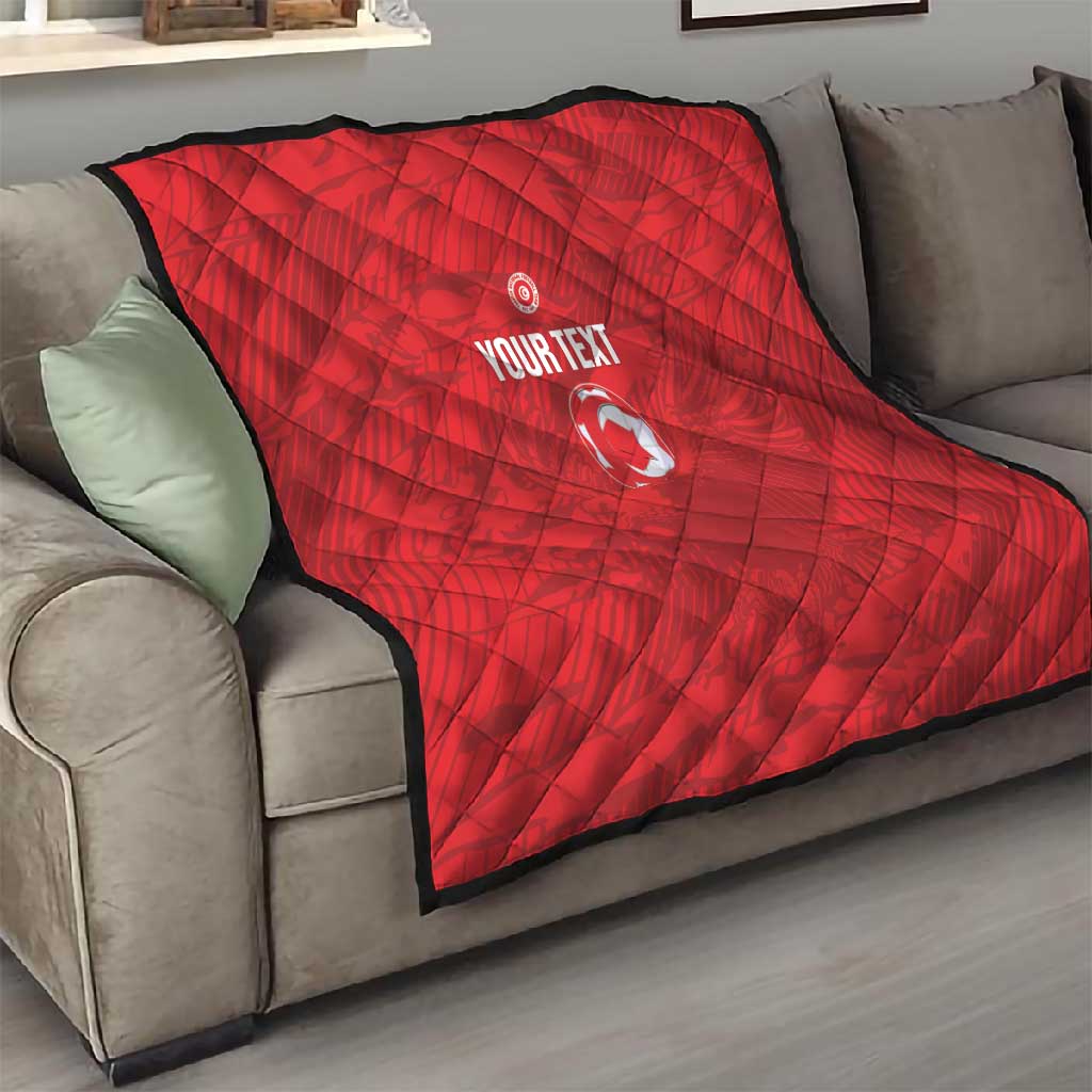 Custom Tunisia Football Quilt 2026 Eagles of Carthage Red Grunge - Wonder Print Shop