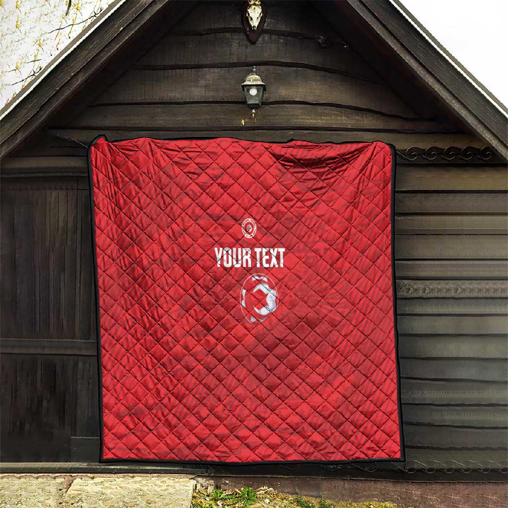 Custom Tunisia Football Quilt 2026 Eagles of Carthage Red Grunge - Wonder Print Shop