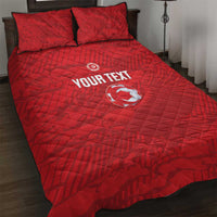Custom Tunisia Football Quilt Bed Set 2026 Eagles of Carthage Red Grunge - Wonder Print Shop