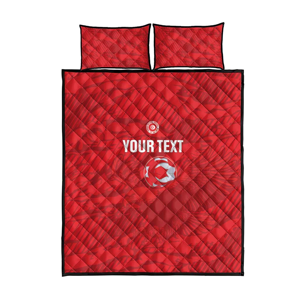 Custom Tunisia Football Quilt Bed Set 2026 Eagles of Carthage Red Grunge - Wonder Print Shop
