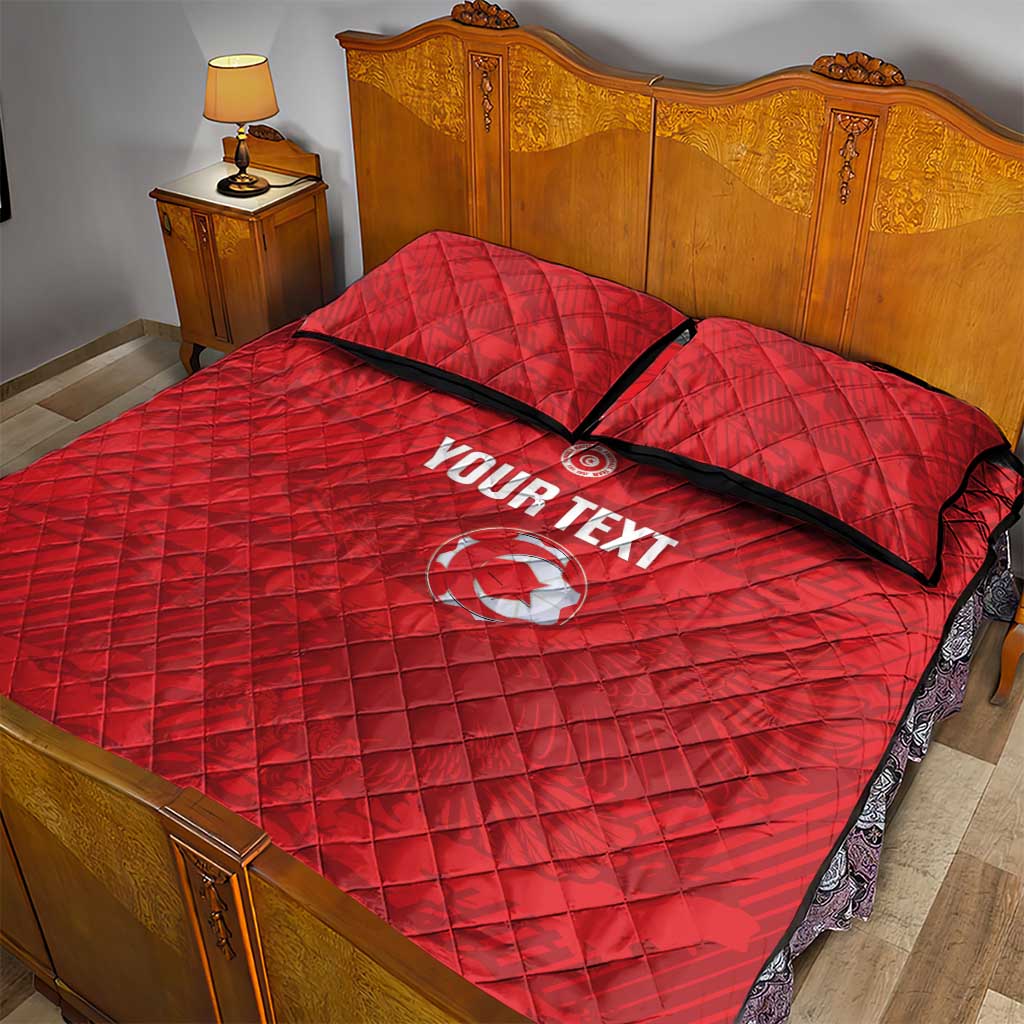 Custom Tunisia Football Quilt Bed Set 2026 Eagles of Carthage Red Grunge - Wonder Print Shop
