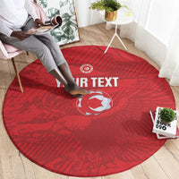 Custom Tunisia Football Round Carpet 2026 Eagles of Carthage Red Grunge - Wonder Print Shop