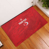 Custom Tunisia Football Rubber Doormat 2026 Eagles of Carthage Red Grunge - Wonder Print Shop