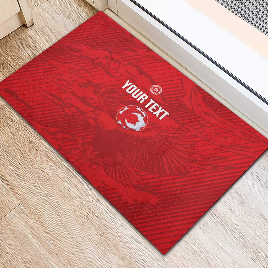 Custom Tunisia Football Rubber Doormat 2026 Eagles of Carthage Red Grunge - Wonder Print Shop