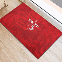 Custom Tunisia Football Rubber Doormat 2026 Eagles of Carthage Red Grunge - Wonder Print Shop