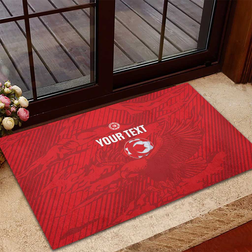 Custom Tunisia Football Rubber Doormat 2026 Eagles of Carthage Red Grunge - Wonder Print Shop
