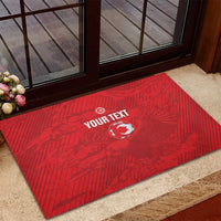 Custom Tunisia Football Rubber Doormat 2026 Eagles of Carthage Red Grunge - Wonder Print Shop