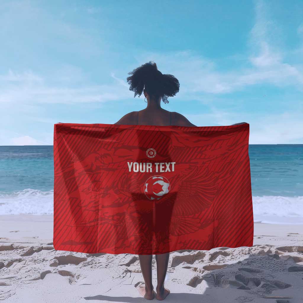 Custom Tunisia Football Sarong 2026 Eagles of Carthage Red Grunge - Wonder Print Shop