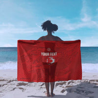 Custom Tunisia Football Sarong 2026 Eagles of Carthage Red Grunge - Wonder Print Shop