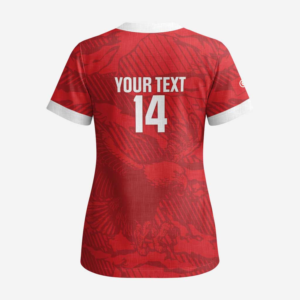 Custom Tunisia Football Scrub Top 2026 Eagles of Carthage Red Grunge - Wonder Print Shop