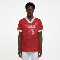 Custom Tunisia Football Scrub Top 2026 Eagles of Carthage Red Grunge - Wonder Print Shop