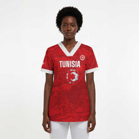 Custom Tunisia Football Scrub Top 2026 Eagles of Carthage Red Grunge - Wonder Print Shop