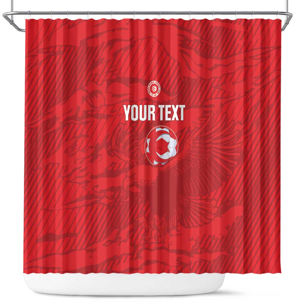 Custom Tunisia Football Shower Curtain 2026 Eagles of Carthage Red Grunge - Wonder Print Shop