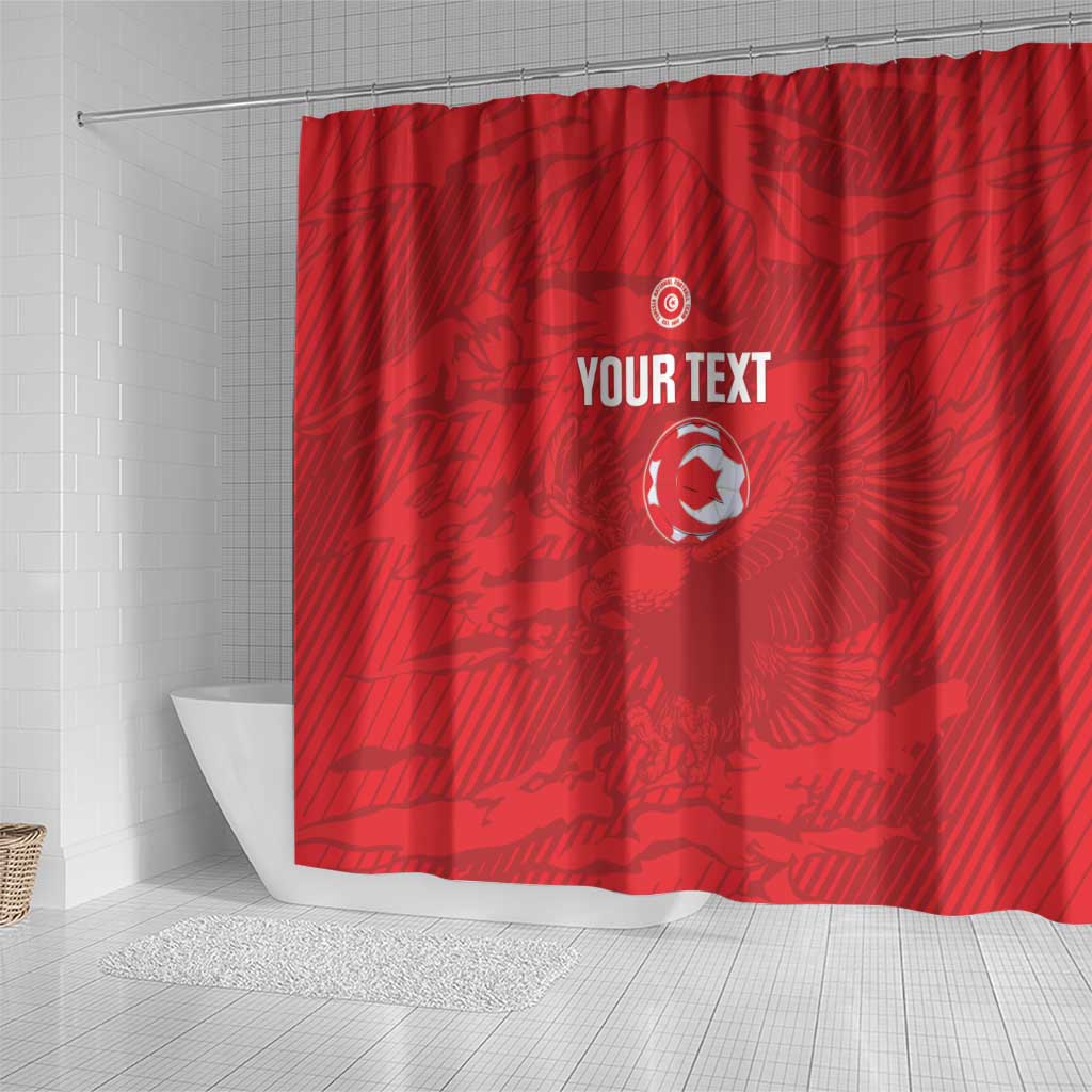 Custom Tunisia Football Shower Curtain 2026 Eagles of Carthage Red Grunge - Wonder Print Shop