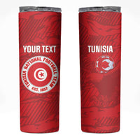 Custom Tunisia Football Skinny Tumbler 2026 Eagles of Carthage Red Grunge - Wonder Print Shop