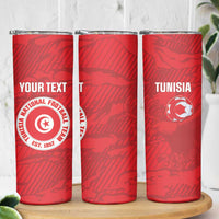 Custom Tunisia Football Skinny Tumbler 2026 Eagles of Carthage Red Grunge - Wonder Print Shop