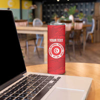 Custom Tunisia Football Skinny Tumbler 2026 Eagles of Carthage Red Grunge - Wonder Print Shop