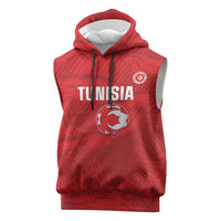 Custom Tunisia Football Sleeveless Hoodie 2026 Eagles of Carthage Red Grunge - Wonder Print Shop