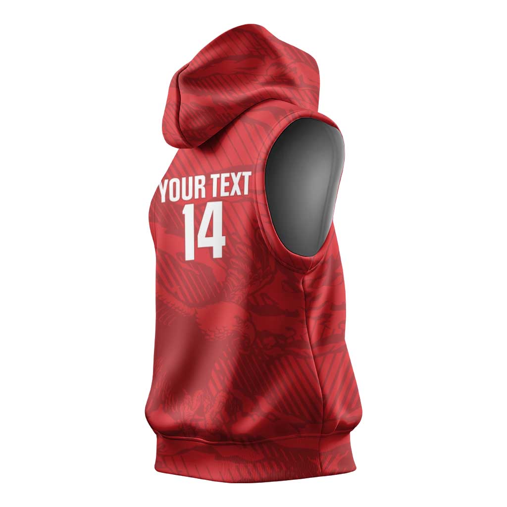 Custom Tunisia Football Sleeveless Hoodie 2026 Eagles of Carthage Red Grunge - Wonder Print Shop