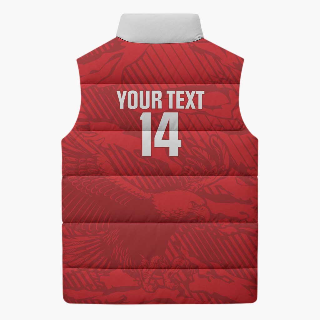 Custom Tunisia Football Sleeveless Puffer Jacket 2026 Eagles of Carthage Red Grunge - Wonder Print Shop