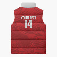 Custom Tunisia Football Sleeveless Puffer Jacket 2026 Eagles of Carthage Red Grunge - Wonder Print Shop