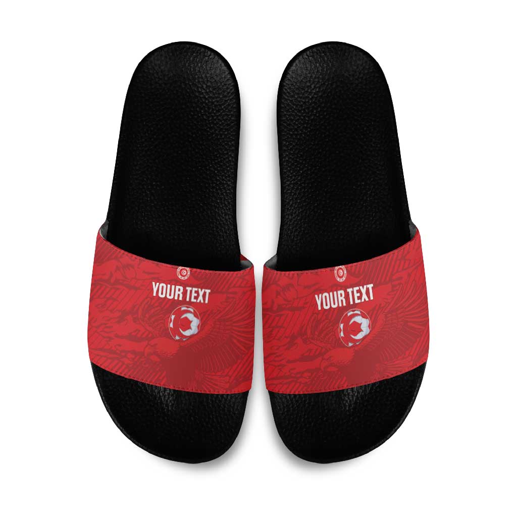 Custom Tunisia Football Slide Sandals 2026 Eagles of Carthage Red Grunge - Wonder Print Shop