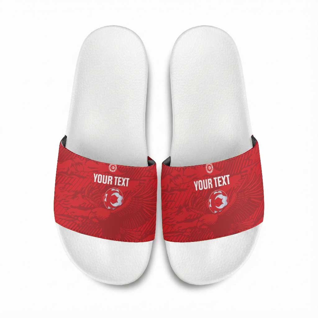 Custom Tunisia Football Slide Sandals 2026 Eagles of Carthage Red Grunge - Wonder Print Shop