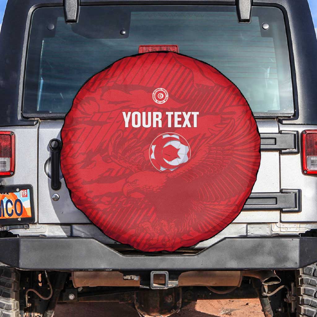 Custom Tunisia Football Spare Tire Cover 2026 Eagles of Carthage Red Grunge - Wonder Print Shop