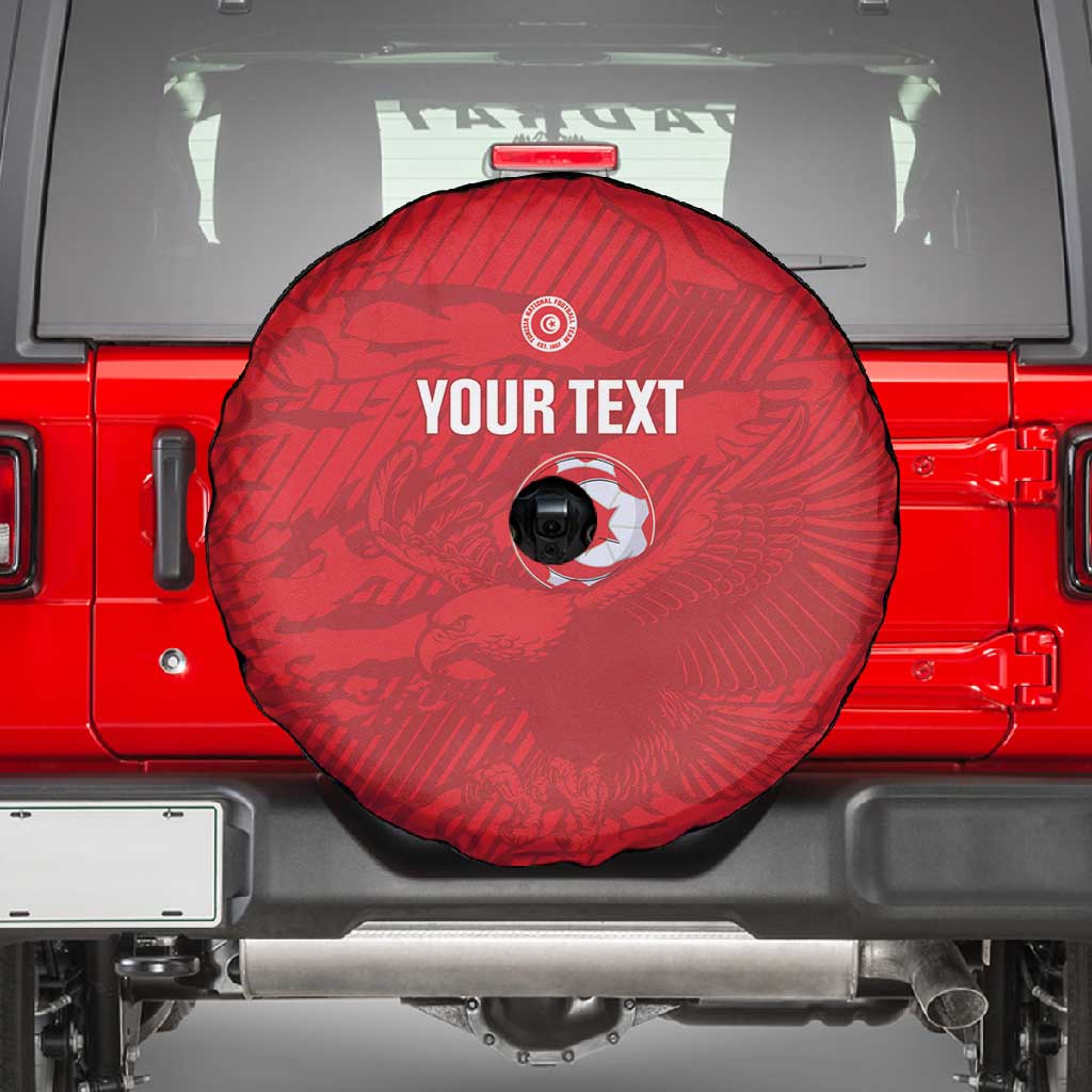 Custom Tunisia Football Spare Tire Cover 2026 Eagles of Carthage Red Grunge - Wonder Print Shop