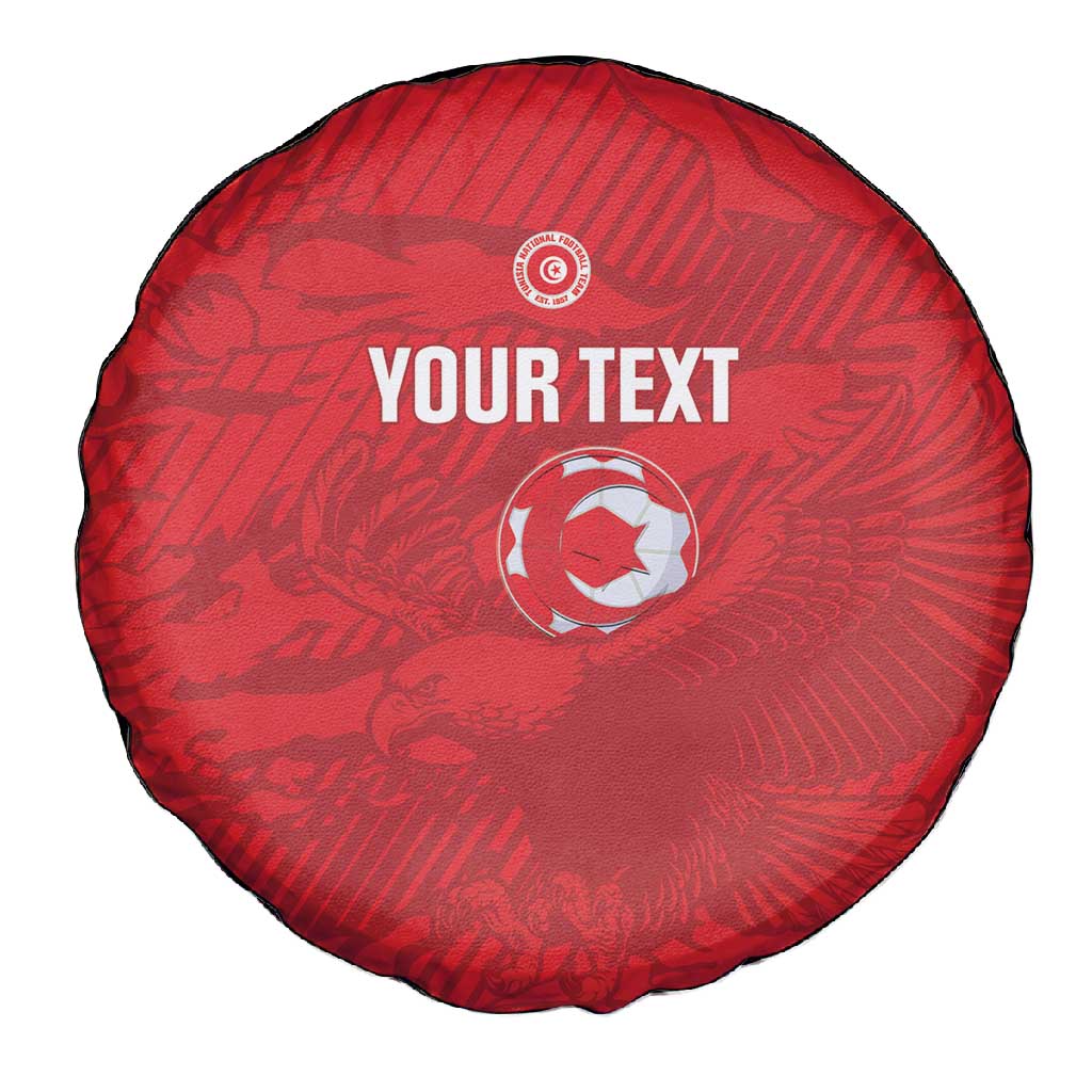 Custom Tunisia Football Spare Tire Cover 2026 Eagles of Carthage Red Grunge - Wonder Print Shop