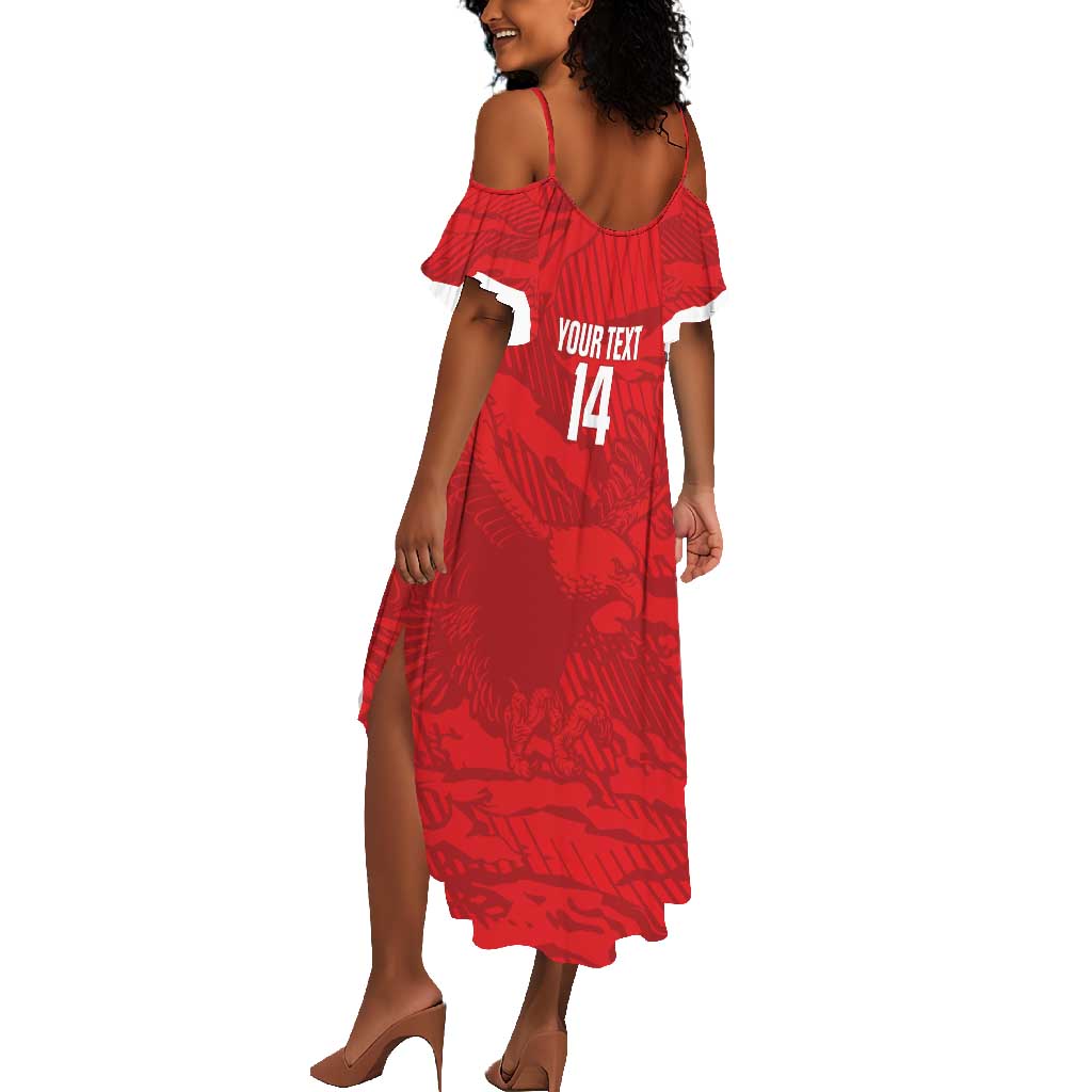 Custom Tunisia Football Summer Maxi Dress 2026 Eagles of Carthage Red Grunge LT14