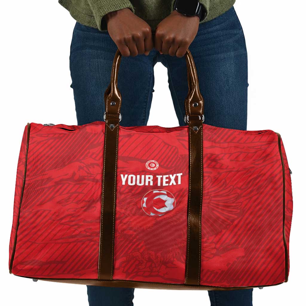 Custom Tunisia Football Travel Bag 2026 Eagles of Carthage Red Grunge - Wonder Print Shop