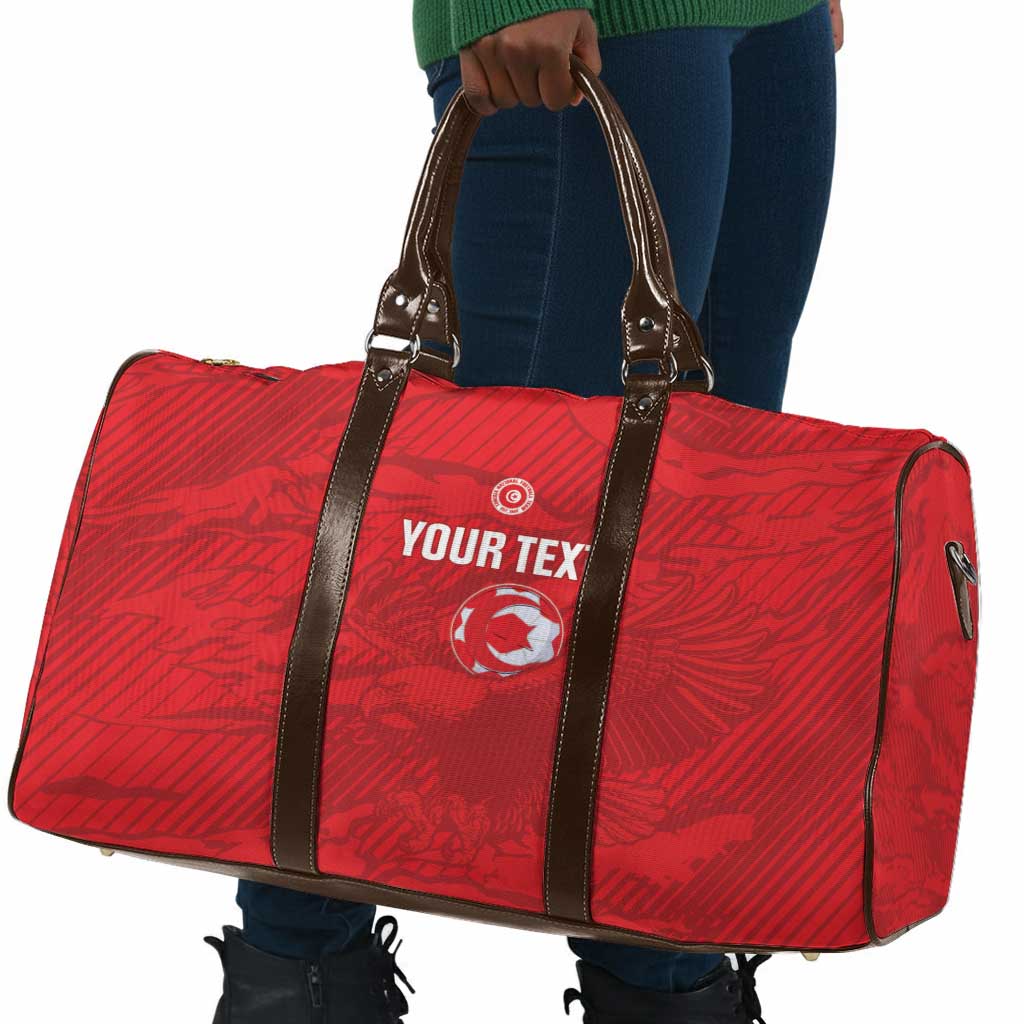 Custom Tunisia Football Travel Bag 2026 Eagles of Carthage Red Grunge - Wonder Print Shop