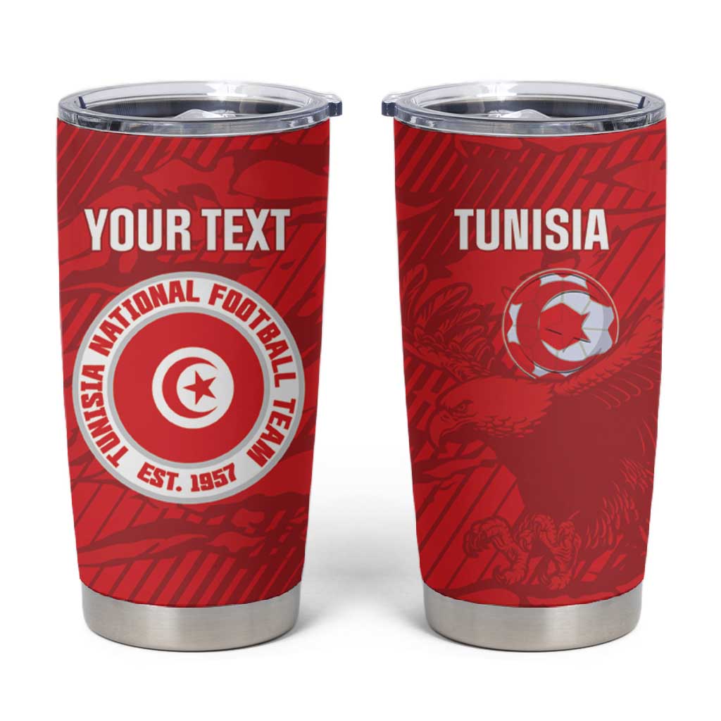 Custom Tunisia Football Tumbler Cup 2026 Eagles of Carthage Red Grunge - Wonder Print Shop