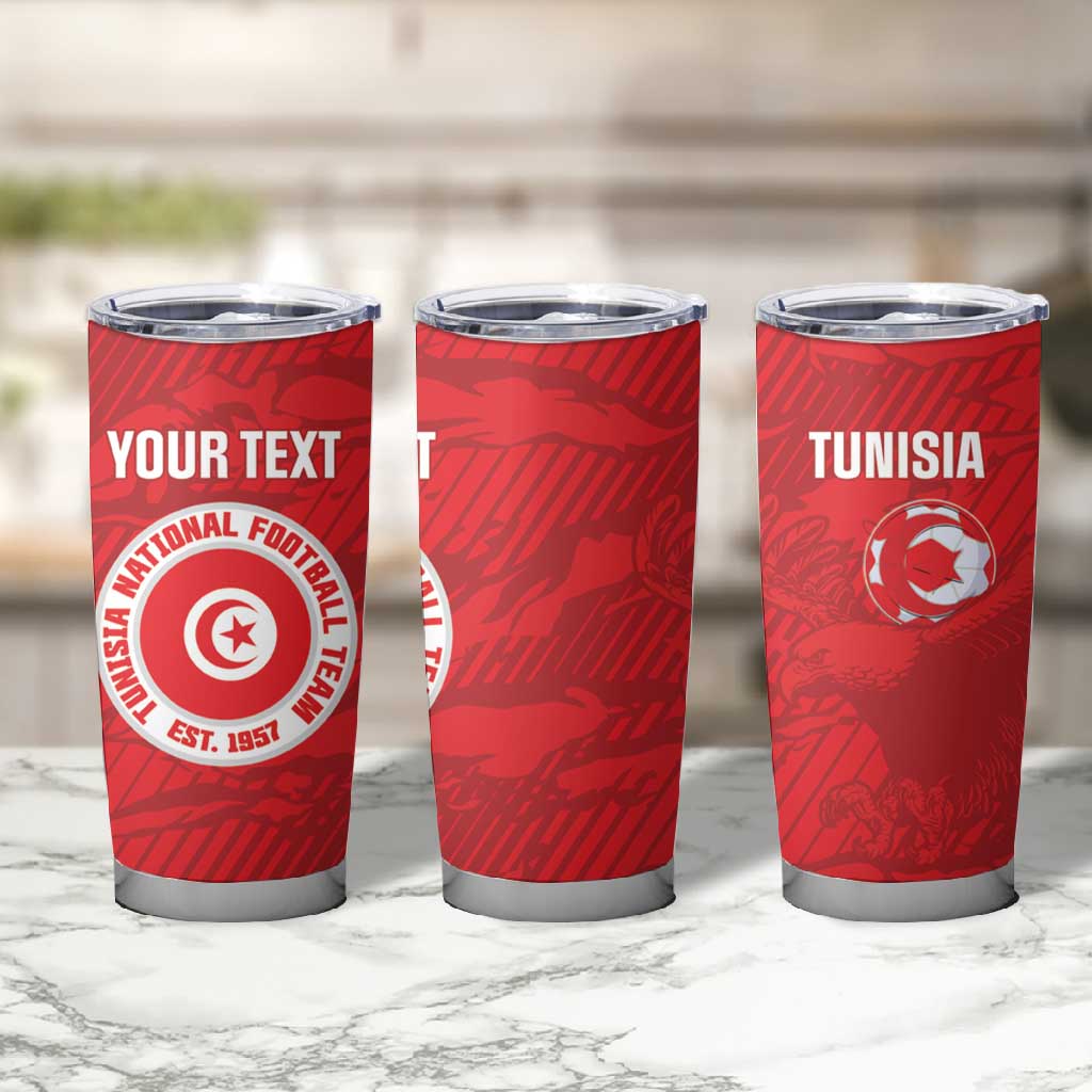 Custom Tunisia Football Tumbler Cup 2026 Eagles of Carthage Red Grunge - Wonder Print Shop