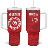 Custom Tunisia Football Tumbler With Handle 2026 Eagles of Carthage Red Grunge - Wonder Print Shop