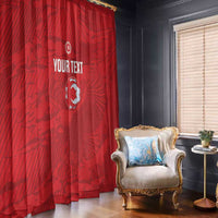 Custom Tunisia Football Window Curtain 2026 Eagles of Carthage Red Grunge - Wonder Print Shop